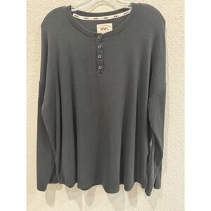 Madewell MWL Black Henley Long Sleeve Top Women’s Size Large